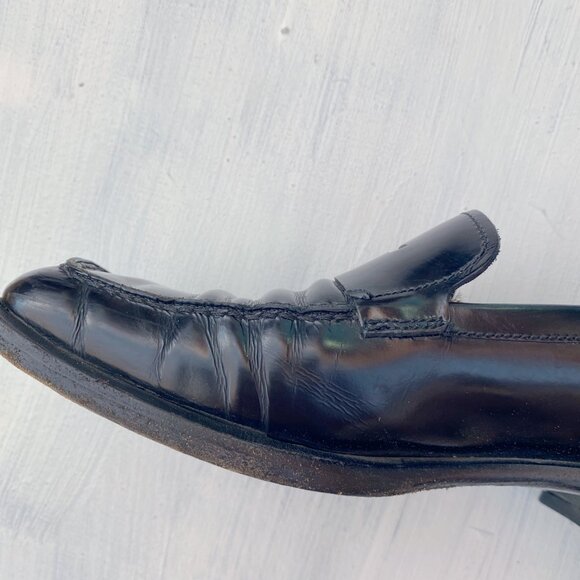 Vintage Prada 1990s Black Patent Square Toe Loafers - Picture 8 of 11